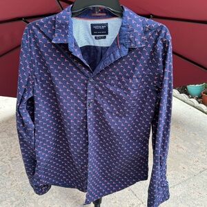 CACTUS MAN. Reindeer Print. Long sleeve button down Shirt. Slim fit. Siz…